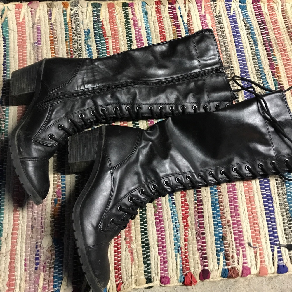 Tall laceup black boots Sale 8